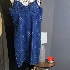 iris RhinestoneDenim Mini Dress